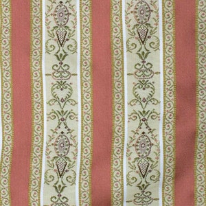 Damask fabric for furnishings with gold, pink, burgundy and green stripes. By the meter multiples of 50 cm: 1 50 x 140 cm 2 100 x 140 cm etc... image 8