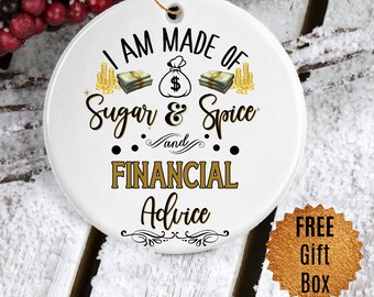 Certified Financial Planner Christmas Gift for Cpa Ornament Analyst Advisor Christmas Tree Keepsake for Her Sugar and Spice Financial Advice