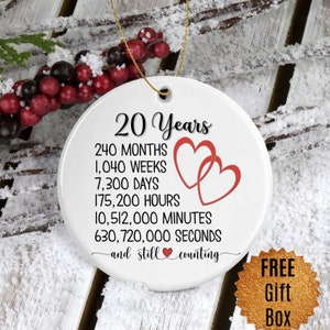 20th Anniversary Ornament for Husband Wife Twenty Years Together Romantic Platinum Wedding Gifts for Parents Anniversary Gift for Couple
