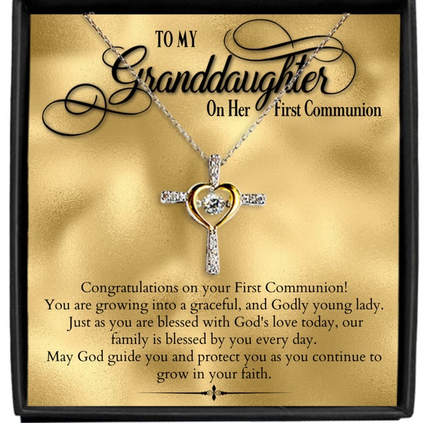 First Communion Gift for Granddaughter Keepsake from Grandma Silver and Gold Cross Pendant Meaningful Gift for Teen Girls Communion Necklace