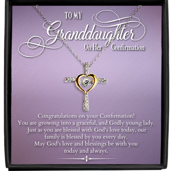 Granddaughter Confirmation Gift from Grandparent 925 Silver & Gold Cross Necklace Pendant Message Card Jewelry Confirmation Gifts for Girls