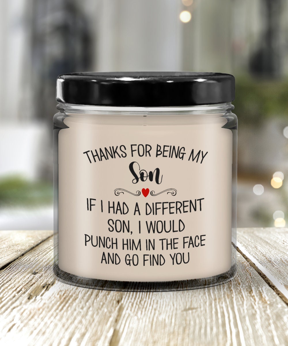 Discover Son Candle Christmas Gift for Son Gift from Mom or Dad Funny Birthday Gift for Son Teenager Gift for Him Thanks for Being Mine Teen College