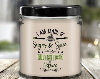 Registered Dietitian Candle Christmas Gift for Female Dietician Thank You Gifts Nutritionist RD Graduation Sugar and Spice Nutrition Advice