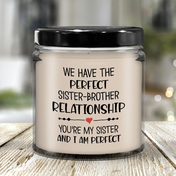 Sister Candle from Brother Funny Scented Soy Wax Gift for Sister Perfect Relationship Chirstmas Birthday Present for Sibling Gifts for Her