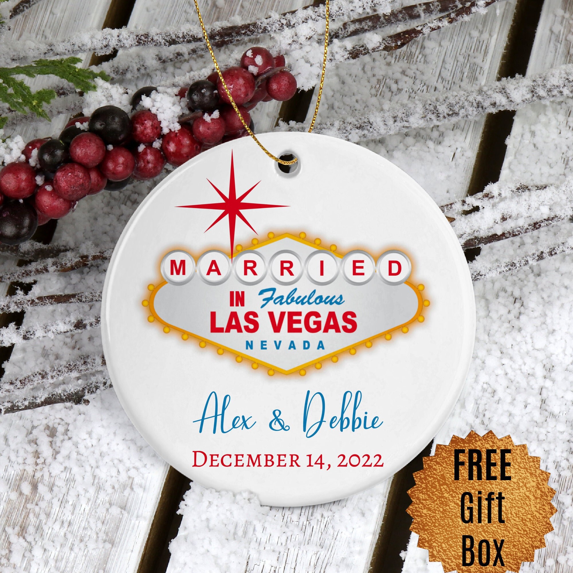 Las Vegas Just Married Ornament First Christmas Married Etsy