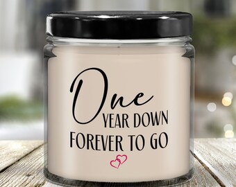 One Year Anniversary Gifts for Him One Year Down Forever To Go Candle 1st Wedding Anniversary 1 Year Dating Gift for Her First Year Together