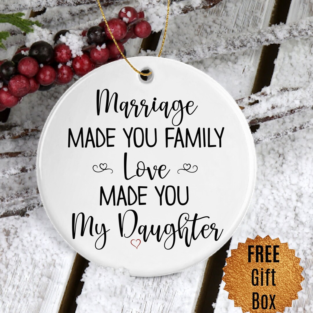 Bracciale Rigido Con Incisione "Marriage Made Us Family" – Regalo Per Nuora, Figlia, Sorella, In Oro Bianco, Con Scatola Blu - copertina