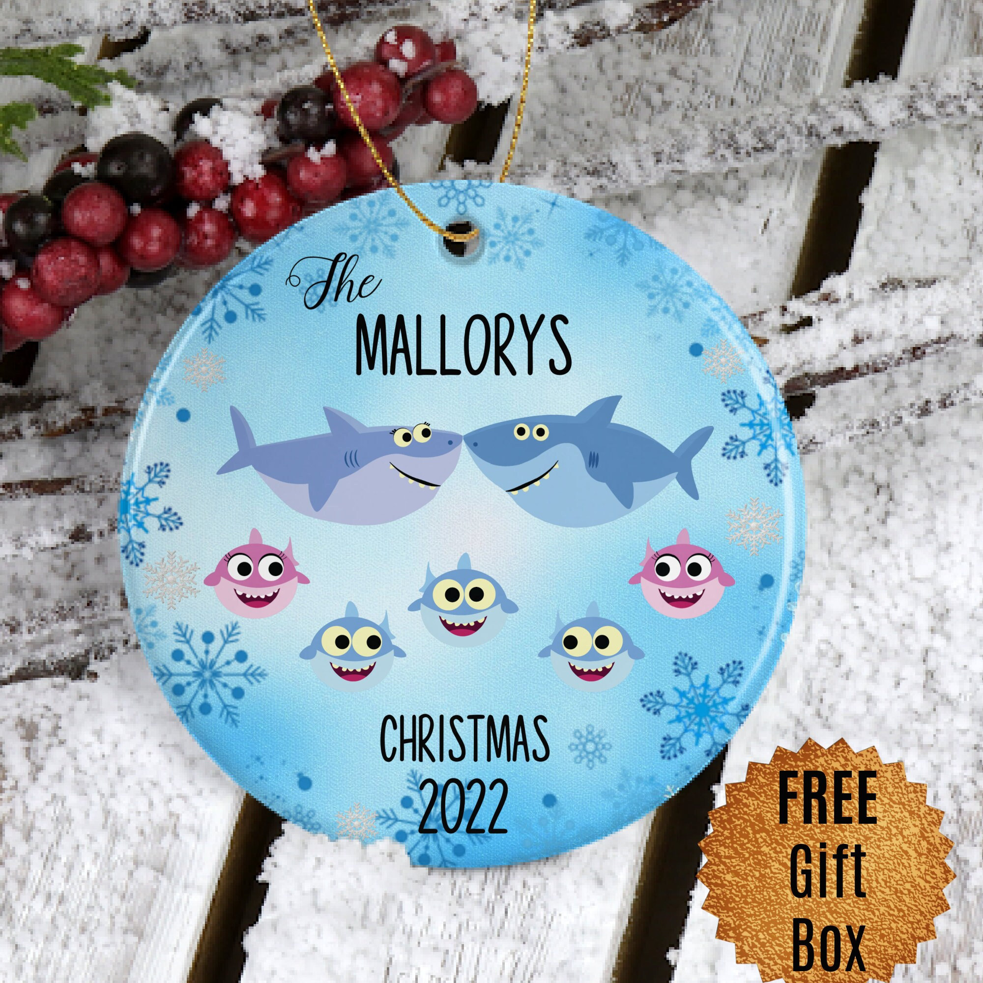 Baby Shark Family Ornament Personalized Baby Shark Christmas Tree