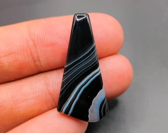 Amazing Top Quality Natural Banded Black Onyx Cabochon Banded Black Onyx Gemstone, AAA Black Banded For Jewelry Making 12.60Ct 27X12X3mm