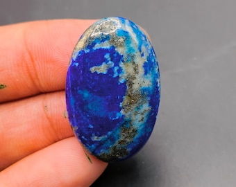 Cabujón de lapislázuli natural de primera calidad alucinante, piedra preciosa de lapislázuli, lapislázuli AAA, para fabricación de joyas, 27,70 ct, 28 x 17 x 4 mm