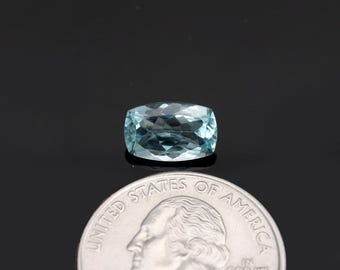 Natural Aquamarine Faceted Blue AAA Quality Faceted Blue | Natural Authentic Eye Clean 2.00 Carat Cushion Cut | March Birthstone Luxury Item
