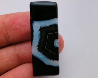Amazing Top Quality 100%Natural Banded Black Onyx Cabochon Banded Black Onyx Gemstone, AAA Black Banded For Jewelry Making 19.45Ct 34X11X2mm
