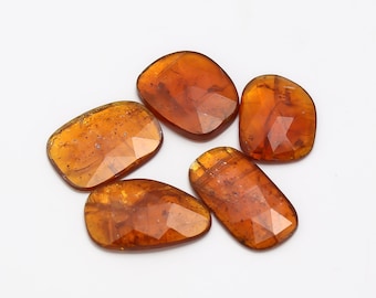 Natural Kyanite Gemstone Rose Cut Slice Mix Shpe, Orange Color Kyanite Faceted Cabochon Loose Gemstone For Making Jewelry Stone, Kyanite