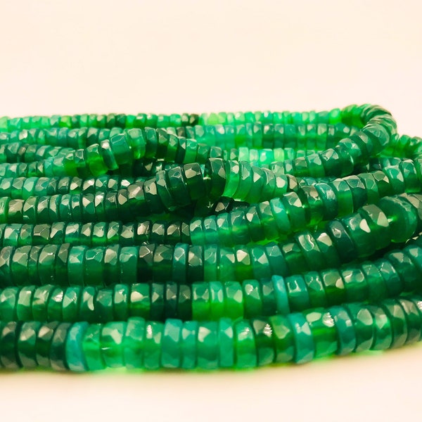 Green Onyx Shaded Faceted Heishi Tyre Beads/Button/Coin/Wheel Shape/ 13 Inch Strand 7MM Approx/Wholesale Price/New Arrival