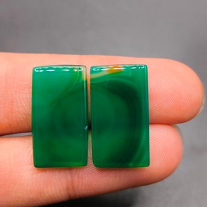 Outstanding Top Quality Natural Green Onyx Pair Cabochon, Green Onyx Gemstone, AAA Onyx 2 PIECE, For Semi Jewelry Making 11.95Ct 20X11X3mm