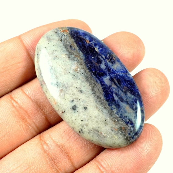 AAA+ Top Grade Quality Natural Sodalite Cabochon, Sodalite Gemstone, AAA Sodalite, For Semi Stone Jewelry Making 102.00Ct 53X30X7mm