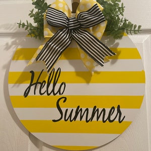 Hello Summer Door hanger, Summer Front door hanger, Summer decor, Summer sign, summer decor Wreath, summer Welcome sign