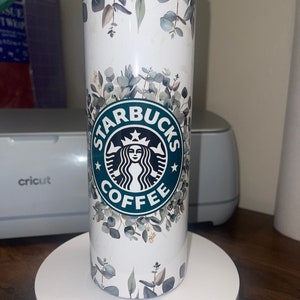20 oz Skinny Tumbler , Starbucks sublimation tumbler design, Starbucks coffee Tumbler, stainless steel Straw & Brush Included