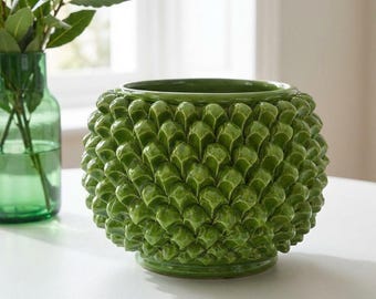 Sicilian Pinecone Ceramic Vase Green