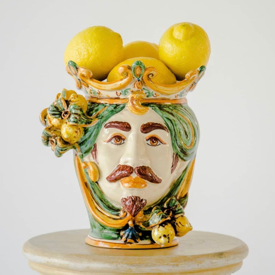 Sicilian Head Vase Testa Di Moro Caltagirone Ceramics Etsy