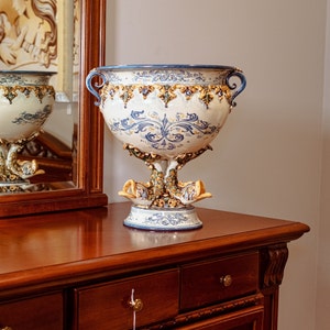 Ceramic vase antique design in white from Caltagirone
