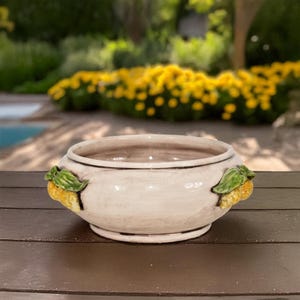 Centre de table Ø 25 cm en céramique citron de Sicile fait main, poterie de Caltagirone, décoration d'intérieur méditerranéenne