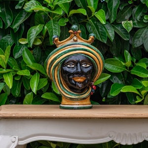 Moorish Head, Sicilian Head Vase, Caltagirone Ceramics