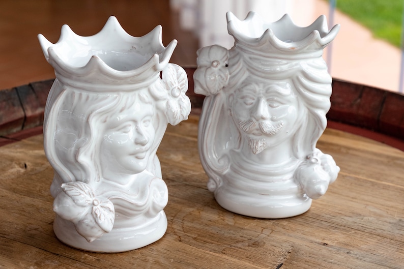 Handmade Flower Pot Faces Sicilian Home Decor Testa Di Etsy