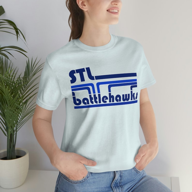 Retro Battlehawks Short Sleeve Tee Heather Ice Blue