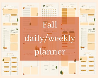 12 Fall printable planner pages, downloadable autumn journal pages