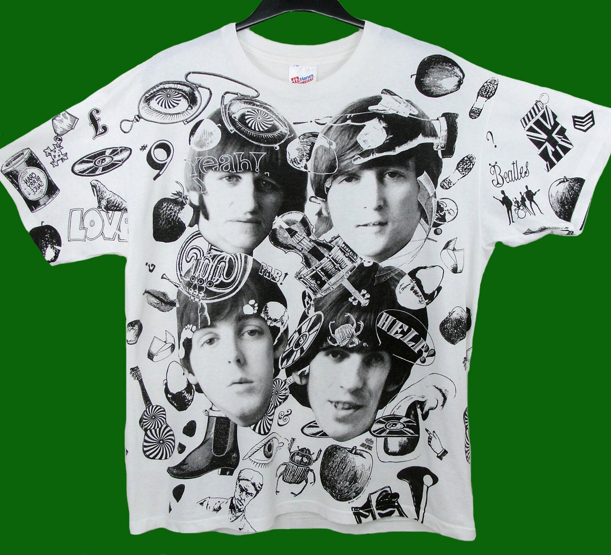 Vintage the Beatles All Over Print T Shirt Men Size XL Apple - Etsy