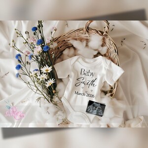 Faire-part de grossesse minimaliste, faire-part de bébé floral neutre, modèle de carte numérique personnalisé neutre, fleur naturelle MODIFIABLE