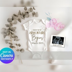 Faire-part de grossesse L'aventure commence, faire-part de bébé numérique, modèle de carte numérique personnalisé personnalisé, faire-part de naissance magique neutre