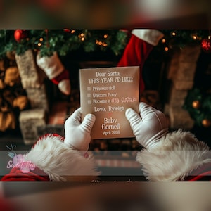 Anuncio de embarazo navideño, revelación de bebé en vacaciones, plantilla de tarjeta digital personalizada, Papá Noel se convierte en hermana mayor