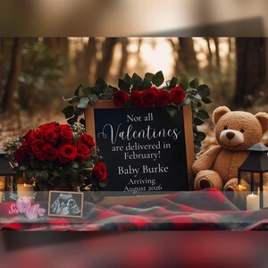 Faire-part de grossesse pour la Saint-Valentin, faire-part de bébé, modèle de carte numérique personnalisé modifiable, pas tous livrés en février
