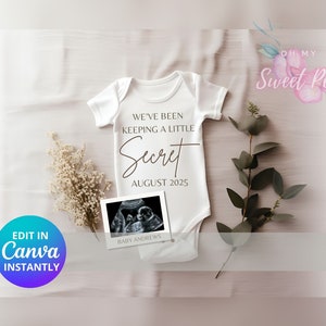 Faire-part de grossesse secret, modèle de carte numérique personnalisé Faire-part de bébé minimaliste et neutre MODIFIABLE