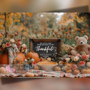 Faire-part de grossesse reconnaissant, Révélation de bébé d'automne, Modèle de carte numérique personnalisé personnalisé, Une raison de plus pour Thanksgiving MODIFIABLE