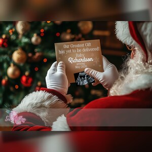 Faire-part de grossesse de Noël, Révélation de bébé pour les fêtes, Modèle de carte numérique personnalisé personnalisé, Cadeau du Père Noël