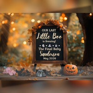 Faire-part de grossesse Halloween, bébé fantasmagorique, modèle de carte numérique personnalisé personnalisé, GRAND FINALE Our Last Little Boo MODIFIABLE