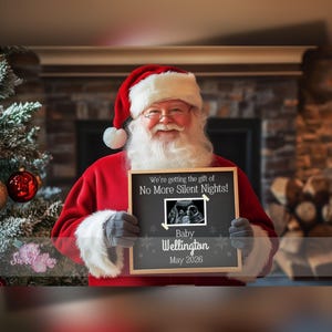 Faire-part de grossesse de Noël, annonce bébé pour les fêtes, modèle de carte numérique personnalisé personnalisé, cadeau du père Noël de No More Silent Nights
