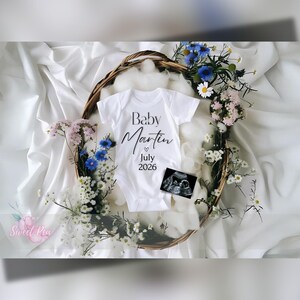 Faire-part de grossesse minimaliste, faire-part de bébé floral neutre, modèle de carte numérique personnalisé neutre, fleur naturelle MODIFIABLE