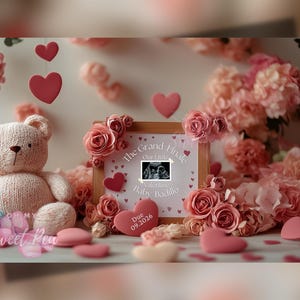 Faire-part de grossesse pour la Saint-Valentin, faire-part de bébé, modèle de carte numérique personnalisé modifiable, le grand final de notre Saint-Valentin
