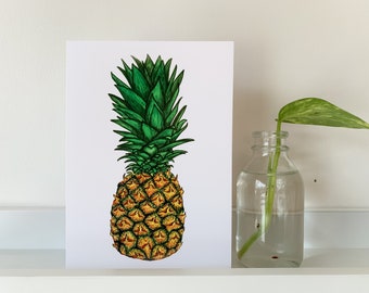 Pineapple Greeting Card, Pineapple Gift, Shelf Art, Botanical gift, Gender Neutral, Pineapple Decor, Hospitality Art