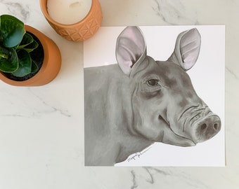 Pig Acrylic Painting, Modern Farmhouse Art, Print of Original, Kitchen Decor, Home Decor, Peggy the Pig, Reflections by Megan