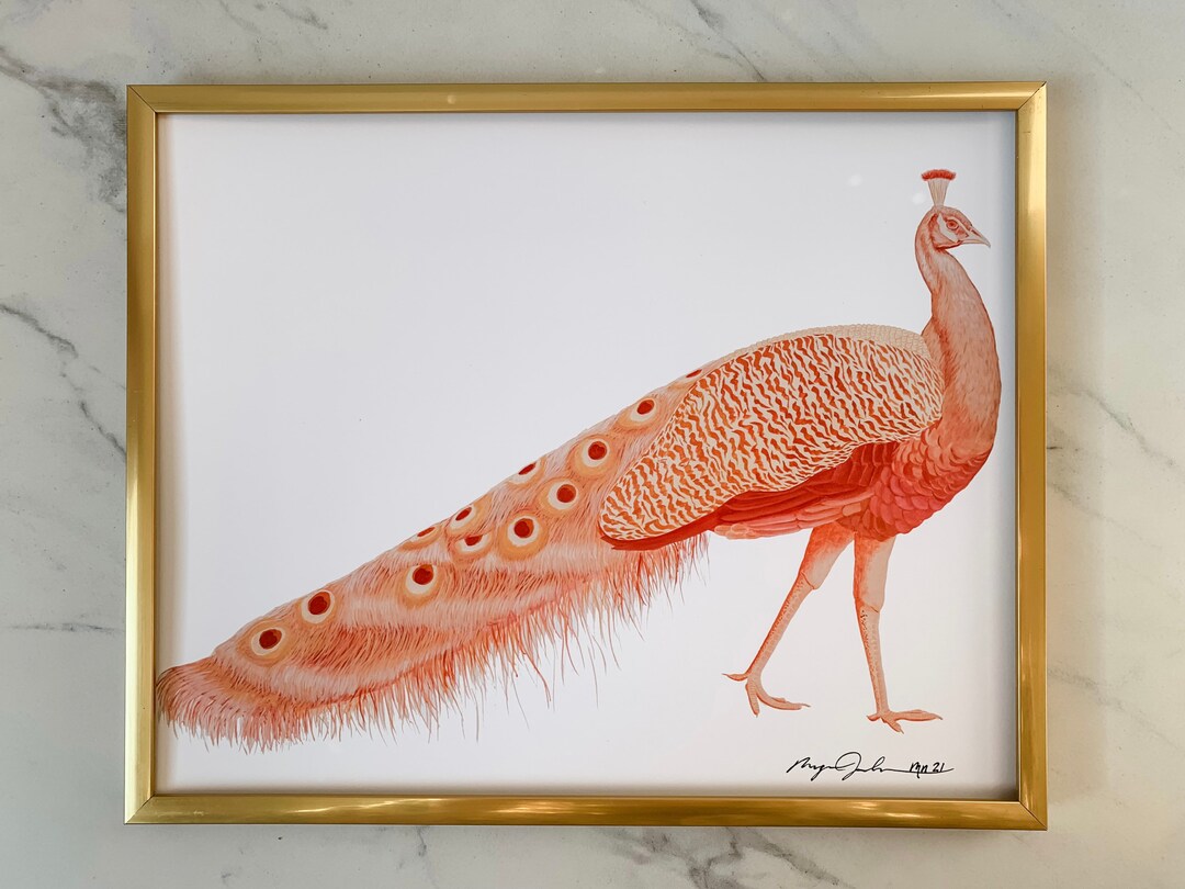 Peacock Acrylic Painting, Boho Animal Wall Art, Print of Original, Bohemian Decor, Colorful