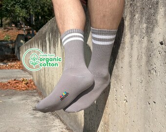 6 pares de calcetines deportivos de algodón orgánico a rayas