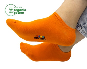 Calcetines tobilleros de algodón orgánico naranja: calcetines deportivos unisex de corte bajo (5 pares)