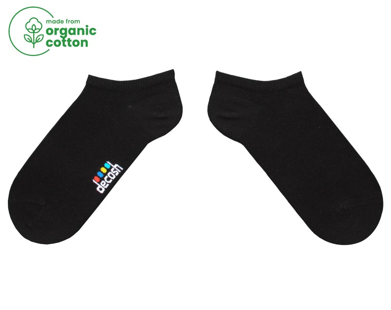 5 Pairs Low Cut Organic Socks for Sneaker Basic Organic Warm Socks Black Ankle Socks Set of 5 Casual Sport Socks Fall Cozy Socks image 2