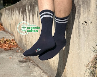 6 pares de calcetines deportivos de algodón orgánico azul marino