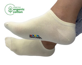 5 Pairs Ecru Organic Cotton Ankle Socks: Unisex Low Cut Sneaker Socks